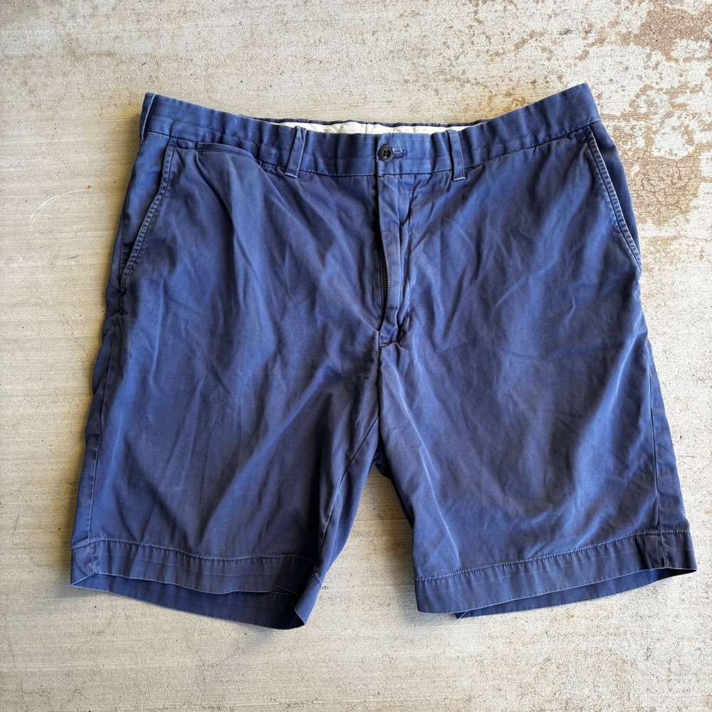 Polo Golf Ralph Lauren Mens Blue Chino Shorts Size 36 Cotton Crest Flat Front